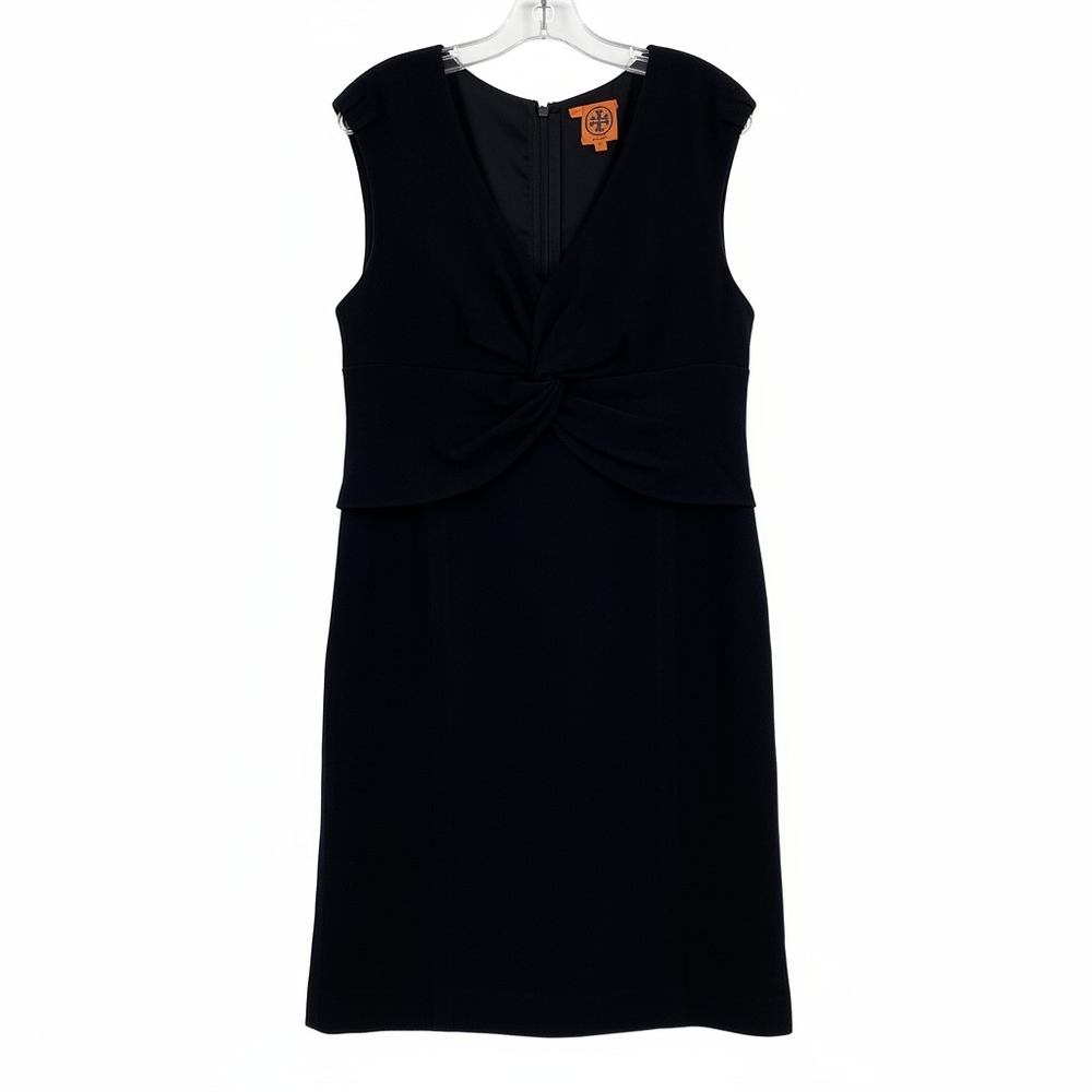 Tory Burch Black Wool Sleeveless Twist Front Dress | Size 12